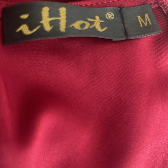 NWT IHOT Women's V Neck Flutter Sleeve Sheath Wrap Ruched Dress in Wine, Medium - Picture 12 of 13